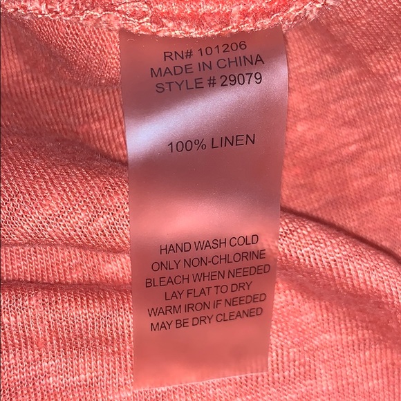 Coral Linen Front & Back V-Neck Blouse - Picture 7 of 7